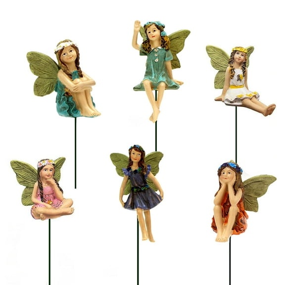 Fairy Garden Accessories Outdoor Indoor, 6pcs Miniature Fairies Figurines for Pot Plants and Mini Garden Lawn Decorations