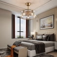 thumbnail image 3 of Aiqidi 18" Caged Ceiling Fan with Light, Retro Gold Reversible 6-Speed 1/2/4H Timing Pendant Fan Lamp w/Remote for Living Room, 3 of 12