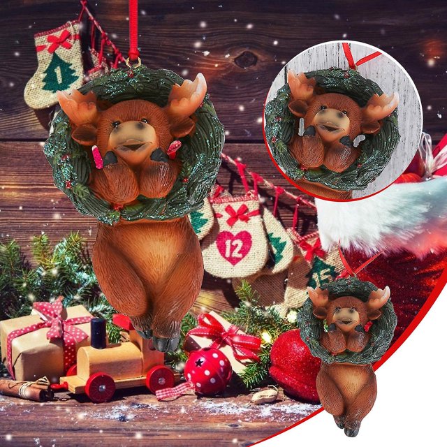 Animal PEQUEÑO de Navidad, decoración colgante de animales decorativos para árbol de Navidad, decoración para el hogar, oficina y habitación con cuerda