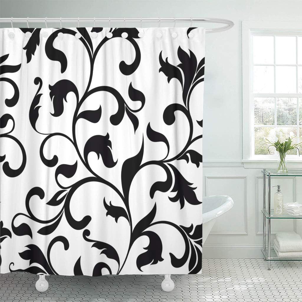 Tracery Wall Flower Waterproof Fabric Home Decor Shower Curtain Bathroom Mat 