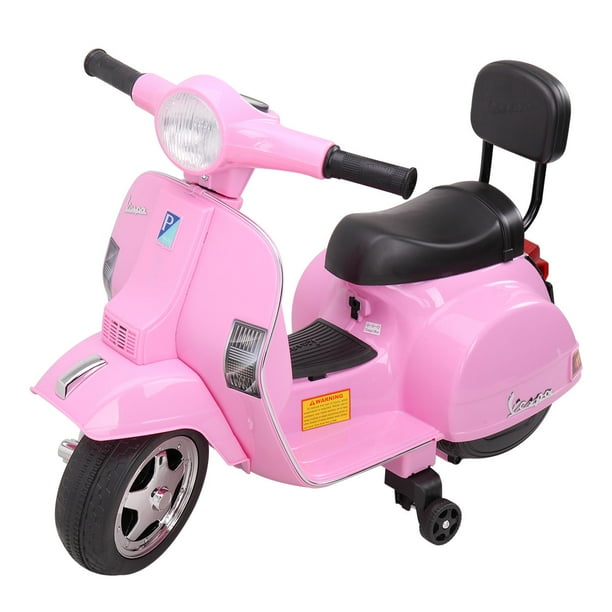 Tobbi Vespa Licensed Mini Kids Ride On Scooter Four Wheel 6v Battery Operated Electric Motorcycle Scooter For Kids W Training Wheel Led Headlight Pink Walmart Com Walmart Com