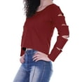 thumbnail image 5 of Moomaya Womens Plain Cut Out Sleeves Top Round Neck Casual Sexy Tee Tops, XS-XL, 5 of 8