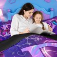 thumbnail image 4 of meiyoeat Colorful Neon Monogram D Full Size Comforter Sets,Purple Flower Initial Print Bedding Comforter Set For Girl,Black Reversible,3 Pieces,1 Comforter and 2 Pillowcases, 4 of 7
