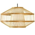 thumbnail image 2 of Modern Bamboo Lantern Pendant Lamp Hanging Light Shade for Entryway and Living Room, 2 of 8