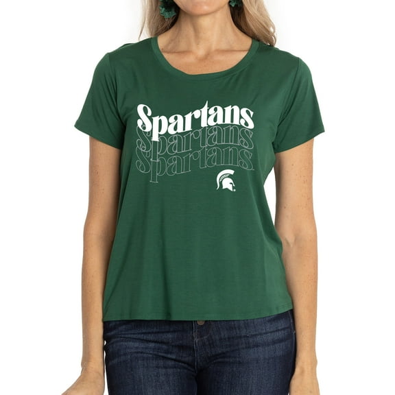 Women's Green Michigan State Spartans Scarlet Scoop Neck T-Shirt