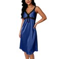 thumbnail image 6 of Nightgowns for Women Zaewscy Women's Home-use Summer Lightweight Lace-embroidered V-neck Short Nightgown Navy Free Size, 6 of 6