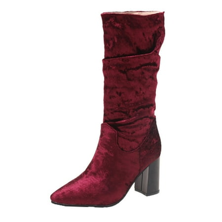 

Inkach European and American High-Heeled Boots Womens Plus Size Ladies Boots