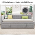 thumbnail image 4 of Full Size Upholstered Daybed with L-Shaped Backrest, USB Ports & Pull-Out Trundle, Modern Design, 4 of 8
