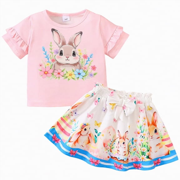 Yindaity Easter Dresses for Toddler Girls Toddler Baby Girls Outfits Birthday Girl Embroidery Letter Sweatshirt Tops Rainbow Tutu Skirt Fall Clothes(Pink,5-6 Years)