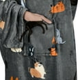 thumbnail image 3 of Catalonia Wearable Blanket with Sleeves and Pocket, Cozy Soft Fleece Micro Plush Wrap Adult Blanket Robe for Women Men, Grey Dog Pattern Makes a Great Gift for Holidays, 73" x 51"., 3 of 7