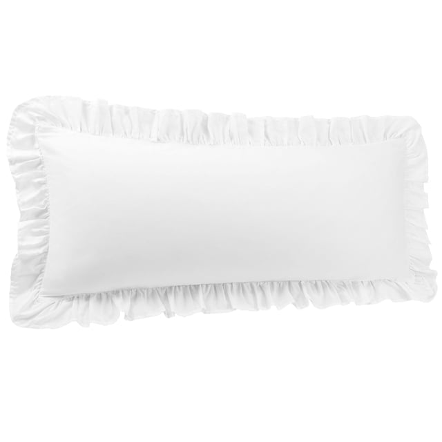 Cotton Body Ruffled Pillowcases 1 Pc Soft Envelope Closure White 20x48