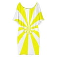 thumbnail image 3 of Aesthetic Yellow And White Sunburst Women's Off The Shoulder Ruffles Summer Wedding Guest Loose Casual Party Beach Dress, 3 of 9