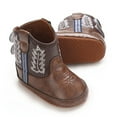 thumbnail image 4 of Baby Boys Girls PU Leather Cowboy Boots Newborn Soft Sole Non-Slip Bootie Crib Shoes 0-18M, 4 of 9