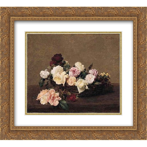 Henri Fantin Latour 2x Matted 24x20 Gold Ornate Framed Art Print 'A Basket of Roses'