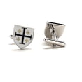 thumbnail image 4 of Men's Cufflinks Kings Cross Crusaders Shield Jerusalem Cross Cufflinks Purple Gold White Enamel Silver Trim Five-Fold Cross Cuff Links, 4 of 6