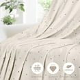 thumbnail image 4 of Superior Fleece Plush Fluffy Soft Blanket, Polka Dot Ivory, Full-Queen, 4 of 9