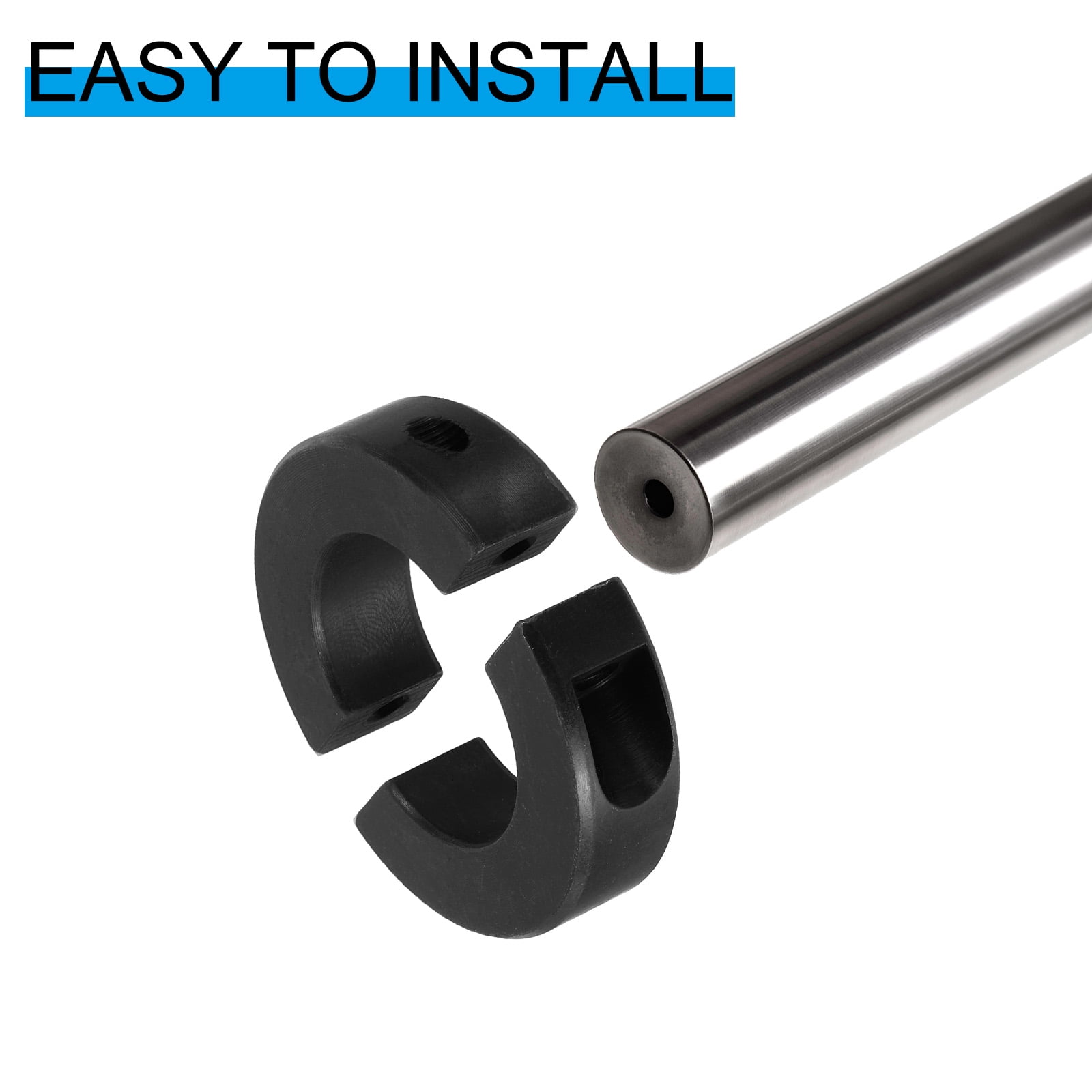45#Carbon Steel Bore 20mm Double Split Shaft Collar 40mm OD 12mm Thickness with Set Screw, Black 4 Pack