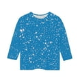 thumbnail image 5 of JTSRKL Kids Girls Summer Sparkly Tops Dressy Casual Summer 3/4 Sleeve Round Neck Graphic Tunic Blouse Trendy Soft Cotton Outfit Glitter Tees Shirt Multicolor#01 3-4 Years, 5 of 6