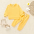 thumbnail image 2 of Girls Long Sleeves Tshirts Newborn Toddle Baby Kid Boys Girls Pullover Tops+Pants Set Outfits Clothes Baby Girl Tops Yellow 90, 2 of 9