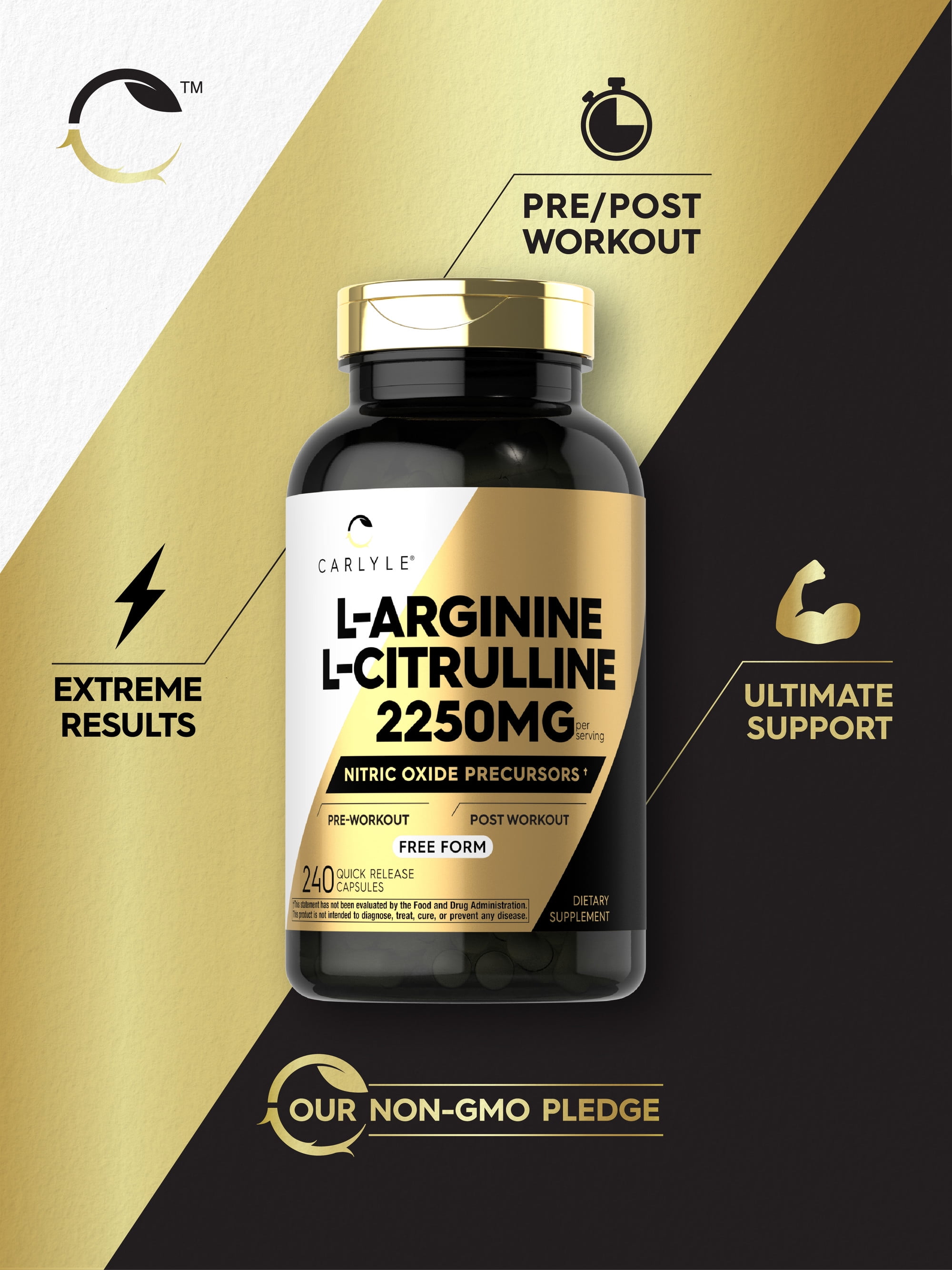 l arginine l citrulline and l carnitine L-Arginine L-Citrulline Complex | 2250mg | 240 Capsules | Nitric Oxide  Precursors | Free Form | Non-GMO & Gluten Free | by Carlyle