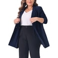 thumbnail image 4 of Blazers de mujer de tallas grandes Agnes Orinda con solapa y botones, con bolsillos, chaquetas de trabajo, blazer 2X azul marino, 4 of 6