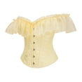 thumbnail image 4 of DORKASM Corset Top for Women Renaissance Steampunk Bustier Top Sexy Lace Up Corset Top Festival Halloween Costume Yellow M, 4 of 8