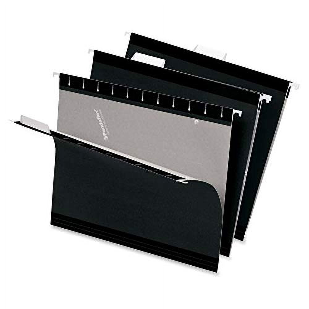 Pendaflex 04152 1/5 BLA Reinforced Hanging Folders, 1/5 Tab, Letter, Black (25/Box)