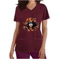 thumbnail image 2 of lcziwo Mardi Gras Scrub Tops for Women 2025 Nursing Uniforms Scrubs with Side Pockets Summer Casual Short Sleeve V Neck Tshirts Wine XL Sales Today Clearance, 2 of 6