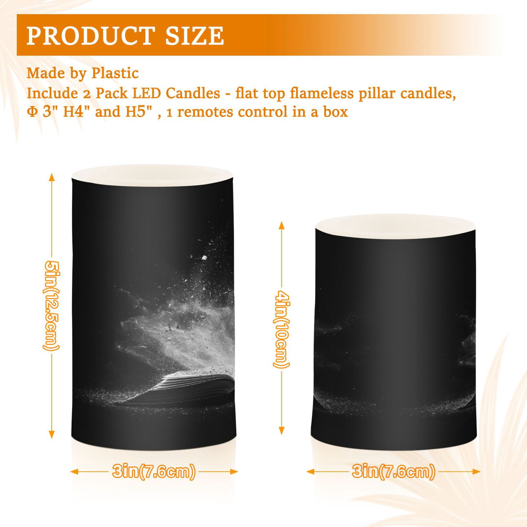 2 PCS Flameless Candles with Remote Timer LED Battery Operated Flickering Candle Light for Wedding Table Home Decoration Gifts Open Book