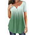 thumbnail image 1 of Hauts d'Été pour Femmes 2024 à Moins de 10$! Mode Oversize Décontractée Col en V Cache Ventre Manches Courtes T-Shirts Blouses Cadeau pour Femmes en Solde, 1 of 6