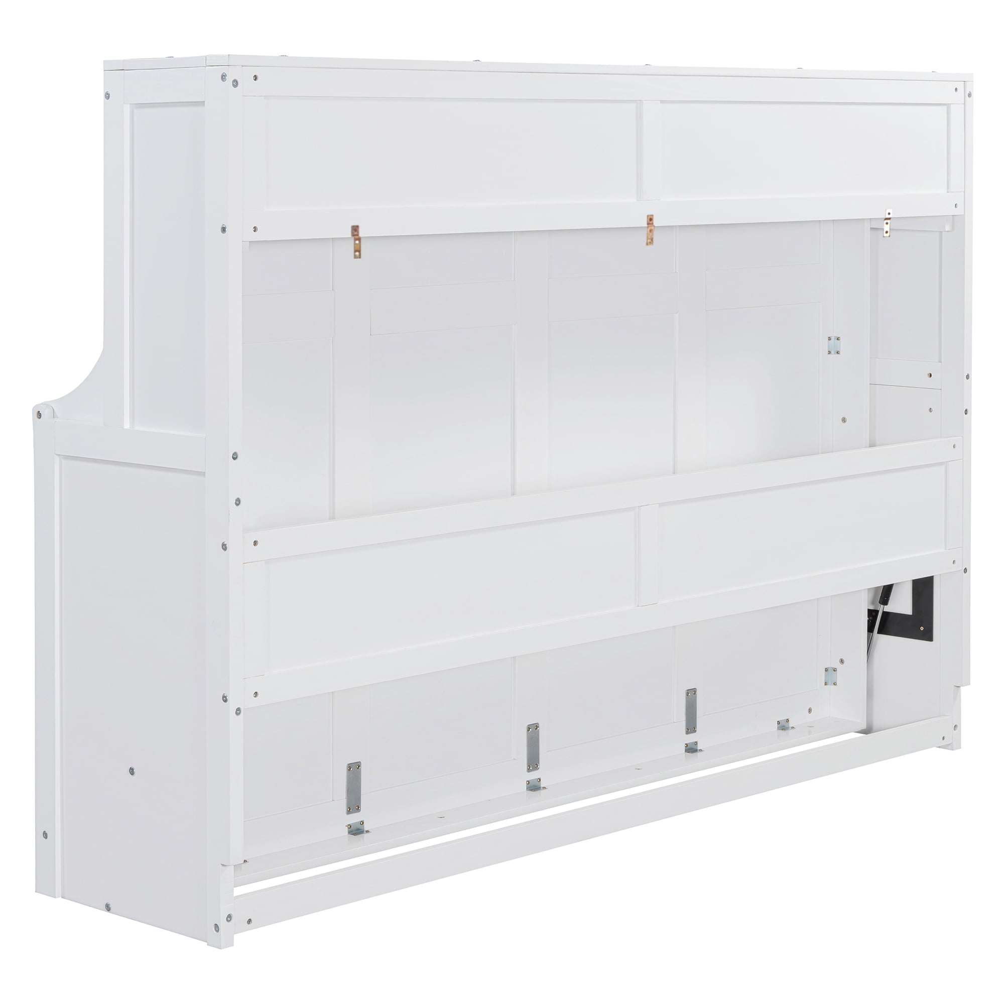 Mintazer Full Wall Murphy Bed with Desk & Hydraulic Lift, Multifunctional Foldable Bed for Small Spaces Apartments, White