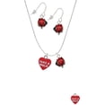 thumbnail image 2 of Delight Jewelry Acrylic Red "Puppy Love / Take a Walk" Heart Red Lucky Ladybug Necklace and Dangle Earrings Set, 2 of 6