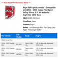 thumbnail image 2 of Right Tail Light Assembly - Compatible with 2006 - 2008 Honda Pilot Sport Utility 4-Door 3.5L V6 Naturally Aspirated SOHC GAS 2007, 2 of 2