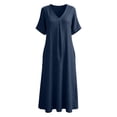 thumbnail image 5 of TIHLMK Women's V-Neck Short Sleeve Pocket Maxi Dresses Half Sleeve Casual Long Dresses with Relaxed Fit for Everyday Wear, 5 of 9