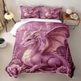 thumbnail image 2 of Homewish Magical Dragon Quilt Full,Rose Lavender Floral Full Bedspread Sets,Pink,3 Pieces, 2 of 7