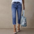 thumbnail image 2 of Women's Cropped Pants, Soft Fabric Slim Fit High Waisted Hem with Pocket, Fashionable Casual Trousers, Lounge Beach Outdoor, Capri Pants for Women | UKHCCC,Light Blue S, 2 of 8