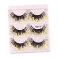 thumbnail image 4 of 3 Pairs Luminous False Eyelashes, Dramatic Shining Colorful Fun Eyelashes Decor, Yellow, 4 of 8