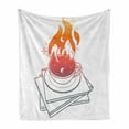 thumbnail image 1 of Retro Soft Flannel Fleece Throw Blanket, Coffee Cup Along Moon Campfire Stars Sky over Stack of Books Forest, Cozy Plush for Indoor and Outdoor Use, 50" x 60", Dark Coral and Vermilion, by Ambesonne, 1 of 5
