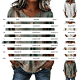 thumbnail image 4 of T Shirts for Women BWASD Retro Boho Summer Cotton Linen Short Sleeve V Neck T-Shirt Casual Loose Fit 3/4 Sleeve Flowers Print Blouse Cute Summer Tops Trendy (Yellow 2XL), 4 of 5