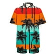 thumbnail image 6 of 2 Piece Outfits Summer Women,2 Piece Tropical Print Beach Cover up Set Kimono Top & Elastic Waist Shorts Vacation Outfits for Cruise Resort, 6 of 7