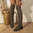 thumbnail image 3 of SACFOF Women's Knee High Combat Boots Lace Up Riding Boot Side Zip Closure, Chunky Low Heel, Fashion Boots, Women's Footwear, 3 of 6