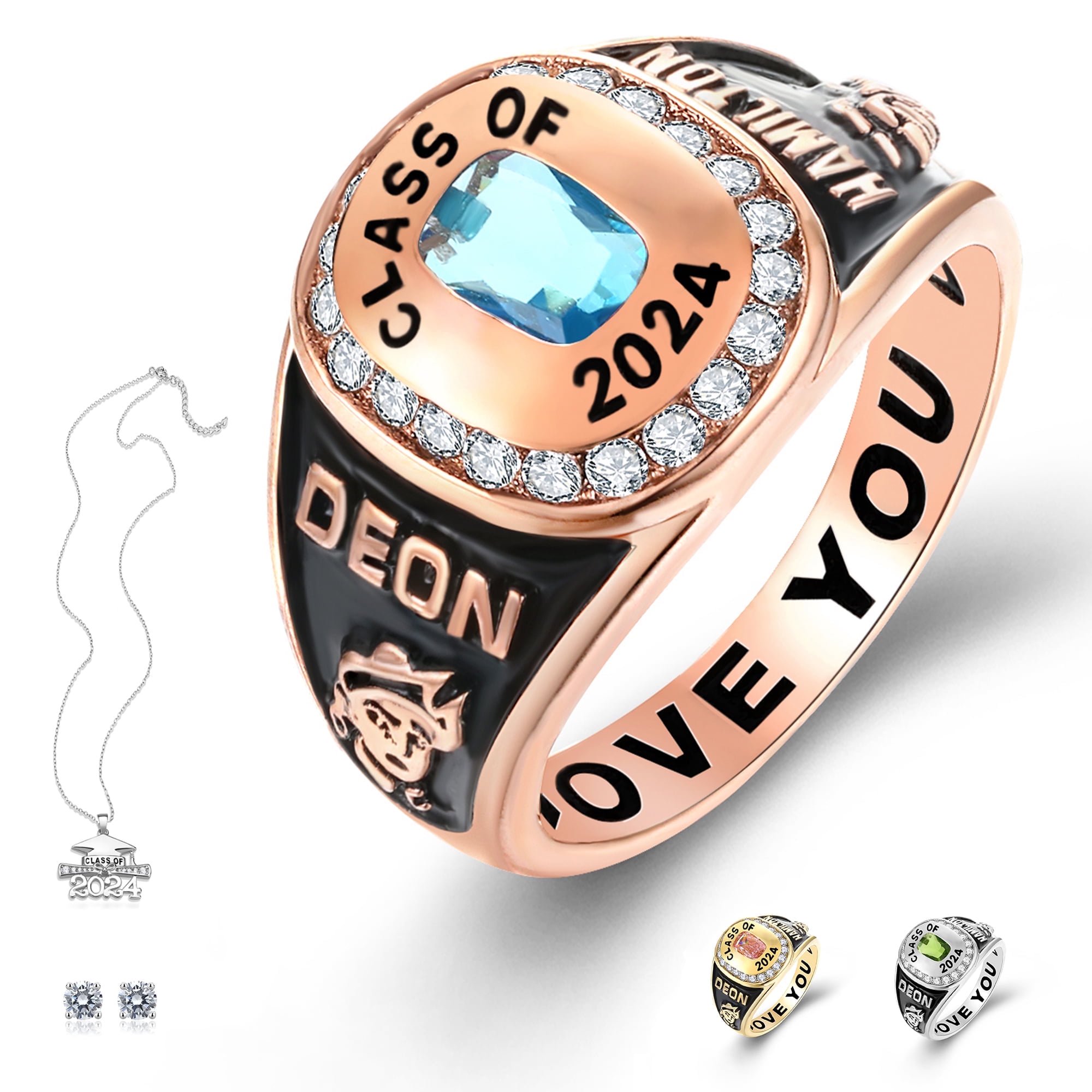 Ccjcinata Fully Personalized Class Rings for High School and College/University Students for women for men