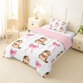 thumbnail image 2 of Manfei Christmas Cat Twin Comforter Sets, Bow Kitten Bedding Set, White Pink, Pink Reversible, 2 Pieces, 1 Comforter and 1 Pillowcase, 2 of 7