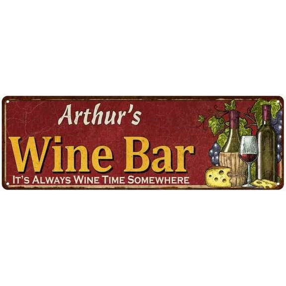 Arthur's Wine Bar Red Gift Home Kitchen Decor 6x18 Sign 206180056257