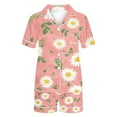 thumbnail image 4 of Jamicy Pyjama Super Doux pour Femmes Mode Décontractée Imprimé Haut à Manches Courtes à Col à Revers avec Short Ample Confortable Ensemble de Pyjama pour la Maison, 4 of 4