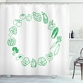thumbnail image 1 of Vegetable Art Shower Curtain, Fresh Green Circle of Eggplant Tomato Avocado Carrot Frame Health, Fabric Bathroom Set with Hooks, 69W X 84L Inches Extra Long, Hunter Green White, by Ambesonne, 1 of 3