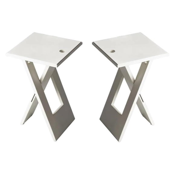 Home Square Loft Square Folding End Table in White - Set of 2