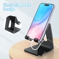 thumbnail image 2 of Tomorotec Acrylic Phone Stand with Charging Port Access, Compatible with 4-8 Inch Devices for Gaming, Facetime & Video Viewing, Universal Fit Secure Grip for Office, Kitchen, Bedside Use (Black), 2 of 7