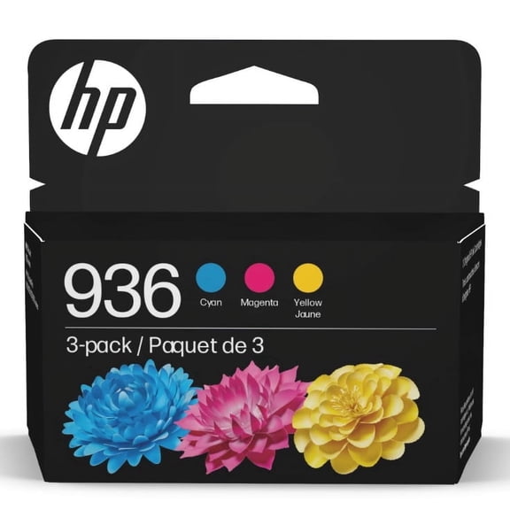 HP 936 Cyan Magenta Yellow Original Ink Cartridges 4S6V3LN 3-Pack for Officejet Pro 9100 (Sold without manufacturer warranty)