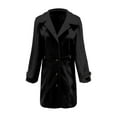 thumbnail image 5 of CUZIBR Women Trench Coat Plus Size Mid Length Double Classic Coat Winter Notched Lapel Collar Jacket Autumn Winter Fashion Outerwear,Black,L, 5 of 6